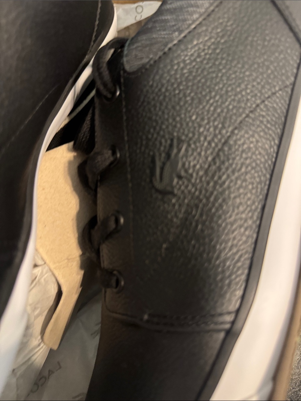 Lacoste Men's Black Low-Top Leather Sneakers new without box - Picture 5 of 6